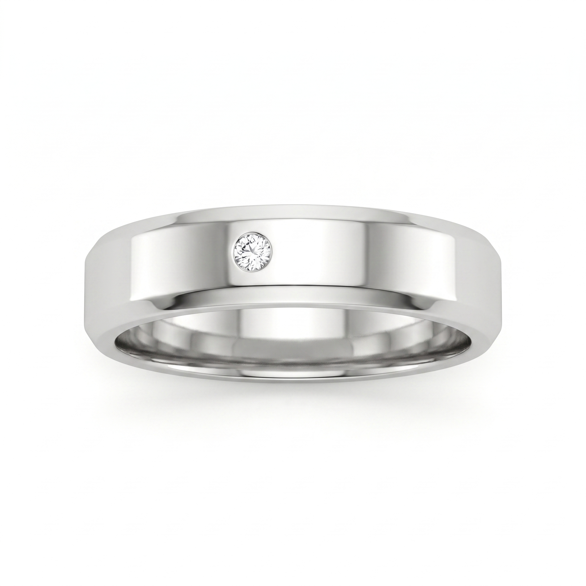 Natural Diamond Wedding Band Ring | 0.04 CT Natural Diamond | 18K White Gold | Saleh Sallom Jewelry Main image
