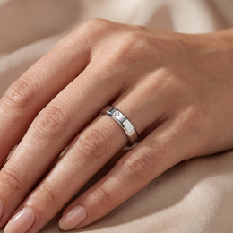Natural Diamond Wedding Band Ring | 0.05 CT Natural Diamond | 18K White Gold | Saleh Sallom Jewelry