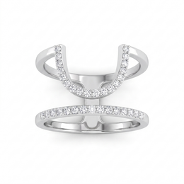 Natural Diamond Open Double Band Ring | 0.07 CT Natural Diamonds | 18K White Gold | Saleh Sallom Jewelry