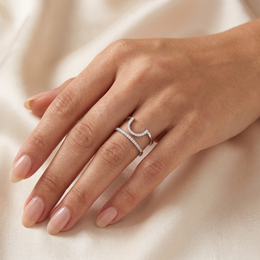 Natural Diamond Open Double Band Ring | 0.07 CT Natural Diamonds | 18K White Gold | Saleh Sallom Jewelry