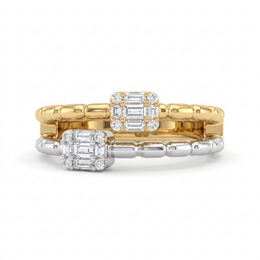 IGI Certified Natural Diamond Stackable Ring | 0.20 CT Natural Diamonds | 18K Yellow & White Gold | Saleh Sallom Jewelry