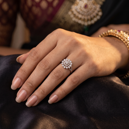 Natural Diamond Floral Halo Ring | 0.66 CT Natural Diamonds | 18K White Gold | Saleh Sallom Jewelry