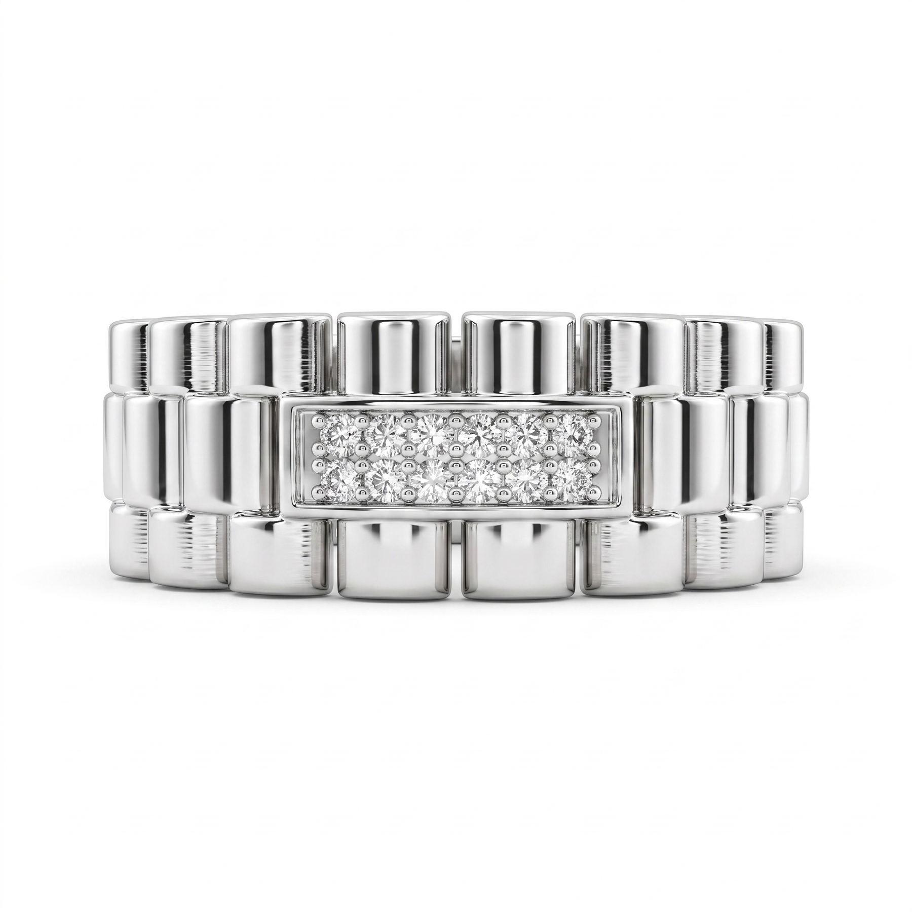 Natural Diamond Modern Band Ring | 0.06 CT Natural Diamonds | 18K White Gold | Saleh Sallom Jewelry