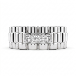Natural Diamond Modern Band Ring | 0.06 CT Natural Diamonds | 18K White Gold | Saleh Sallom Jewelry