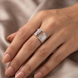 Natural Diamond Open Statement Ring | 0.63 CT Natural Diamonds | 18K White Gold | Saleh Sallom Jewelry