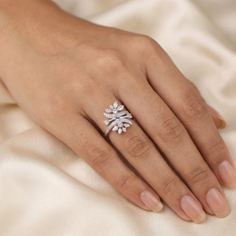Natural Diamond Floral Statement Ring | 2.00 CT Natural Diamonds | 18K White Gold | Saleh Sallom Jewelry