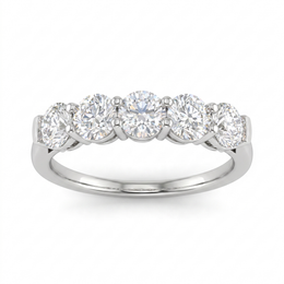 Natural Five Stone Diamond Ring | 1.51 CT Natural Round Brilliant Diamonds | 18K White Gold | Saleh Sallom Jewelry