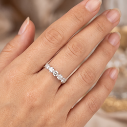 Natural Five Stone Diamond Ring | 1.51 CT Natural Round Brilliant Diamonds | 18K White Gold | Saleh Sallom Jewelry