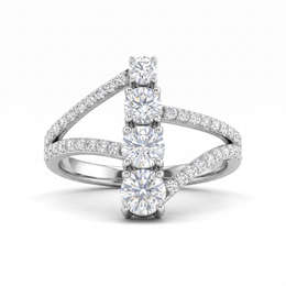 Natural Four Stone Diamond Ring | 1.27 CT Natural Round Brilliant Diamonds | 18K White Gold | Saleh Sallom Jewelry