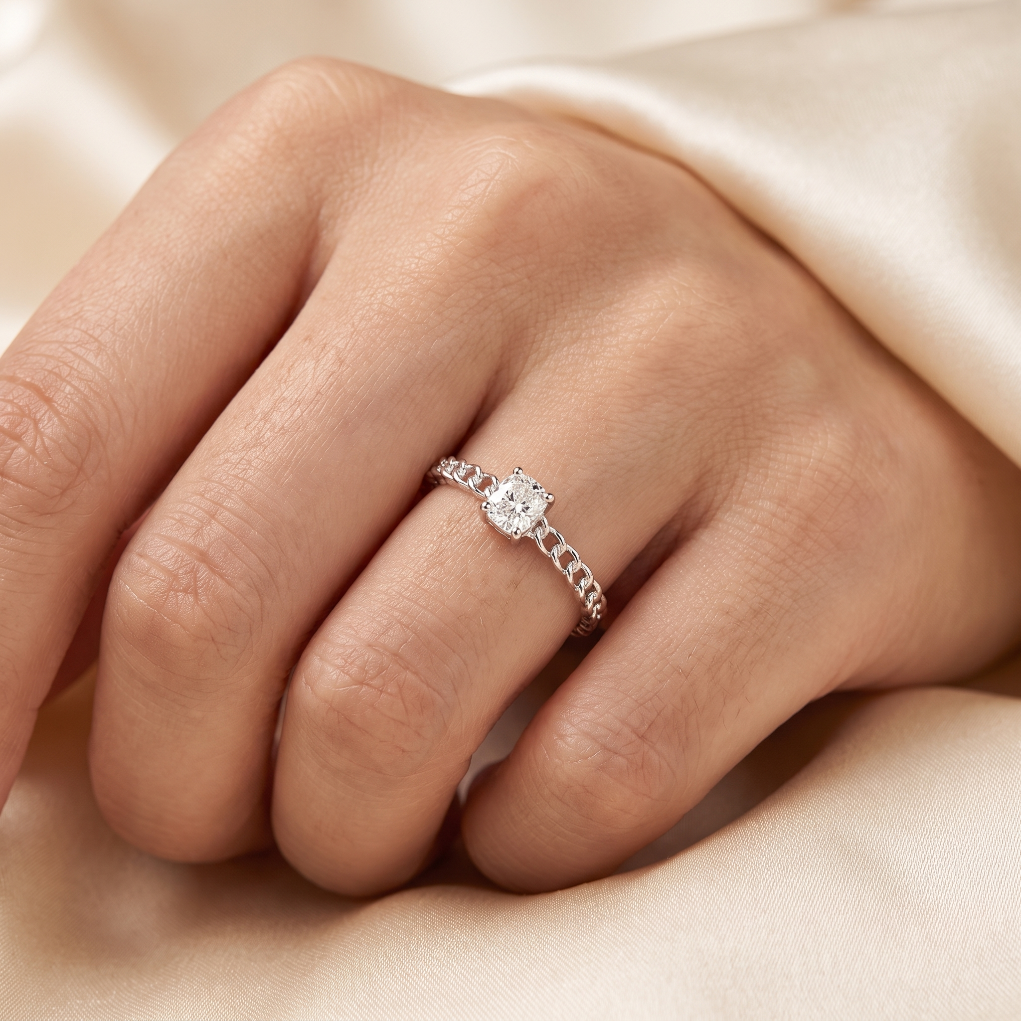 Natural Diamond Solitaire Ring | 0.46 CT Natural Diamond | 18K White Gold | Saleh Sallom Jewelry Secondary image