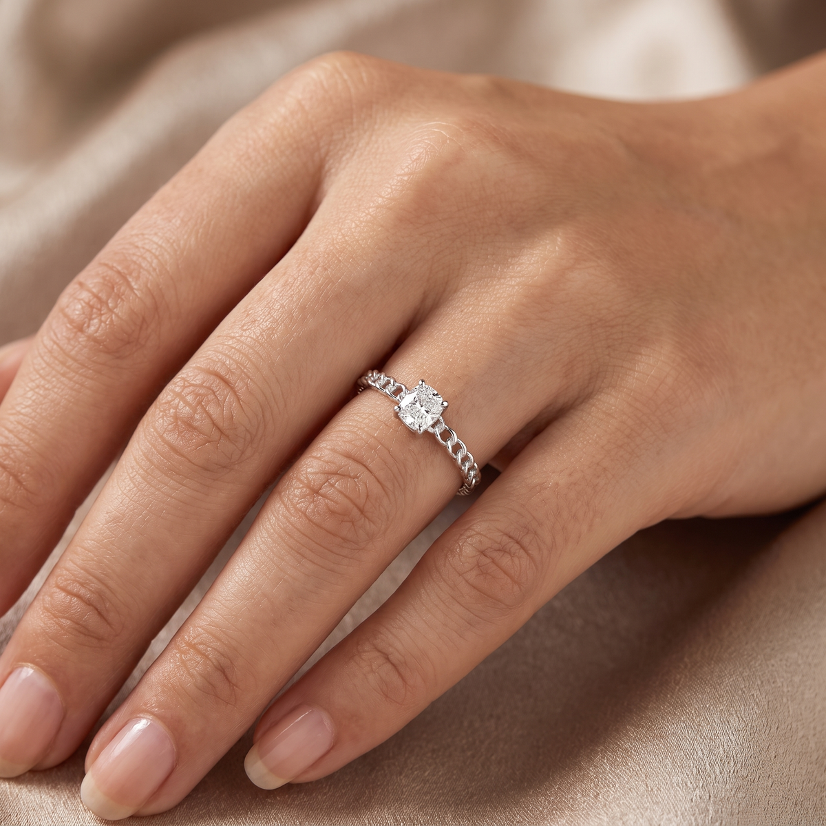 Natural Diamond Solitaire Ring | 0.46 CT Natural Diamond | 18K White Gold | Saleh Sallom Jewelry
