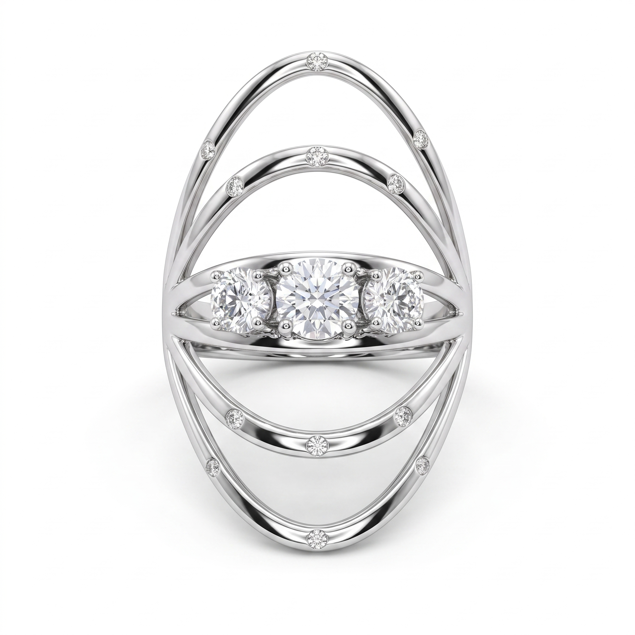 Natural Diamond Openwork Statement Ring | 0.75 CT Natural Diamonds | 18K White Gold | Saleh Sallom Jewelry Main image