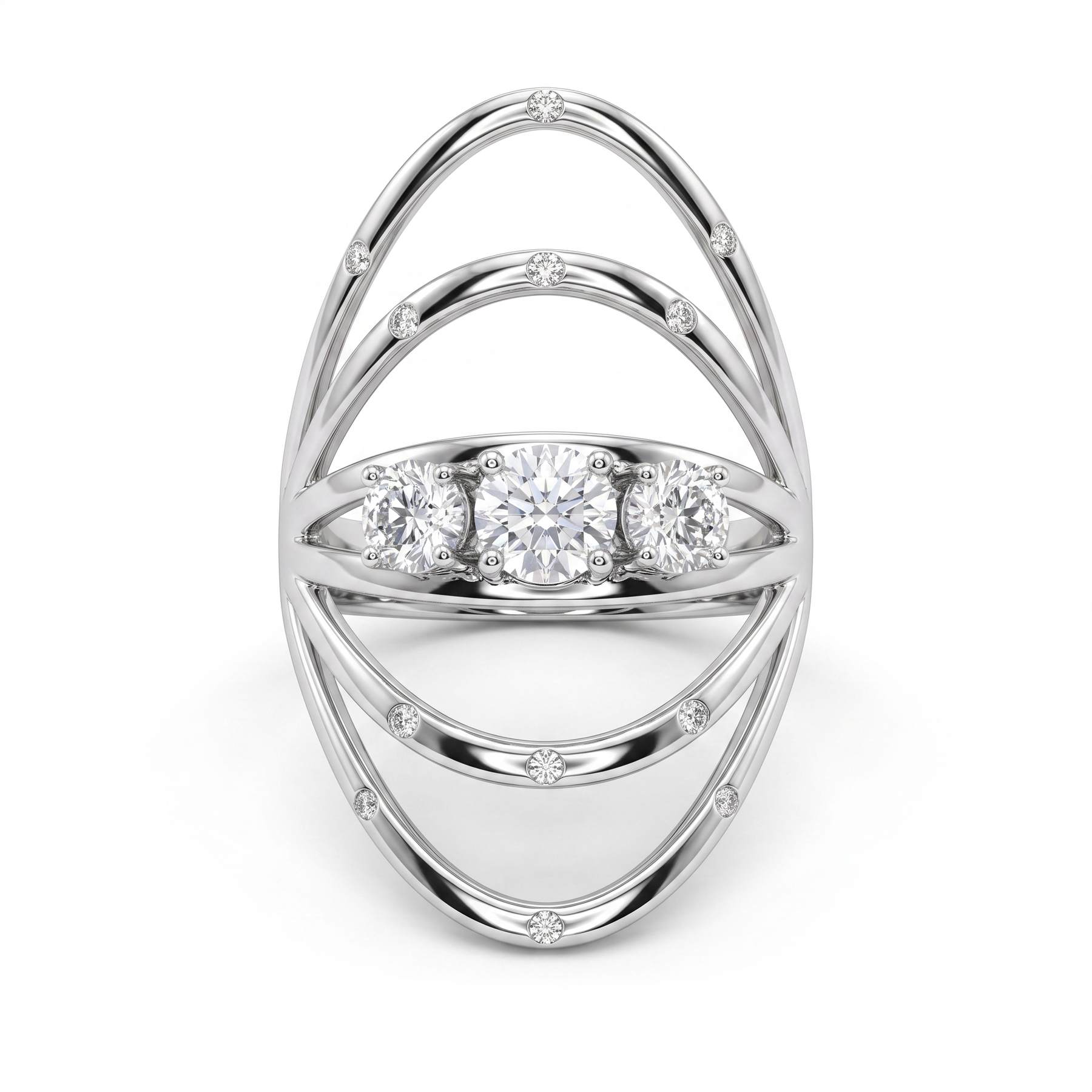 Natural Diamond Openwork Statement Ring | 0.75 CT Natural Diamonds | 18K White Gold | Saleh Sallom Jewelry