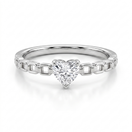 Natural Heart Shape Diamond Ring | 0.22 CT Natural Diamond | 18K White Gold | Saleh Sallom Jewelry