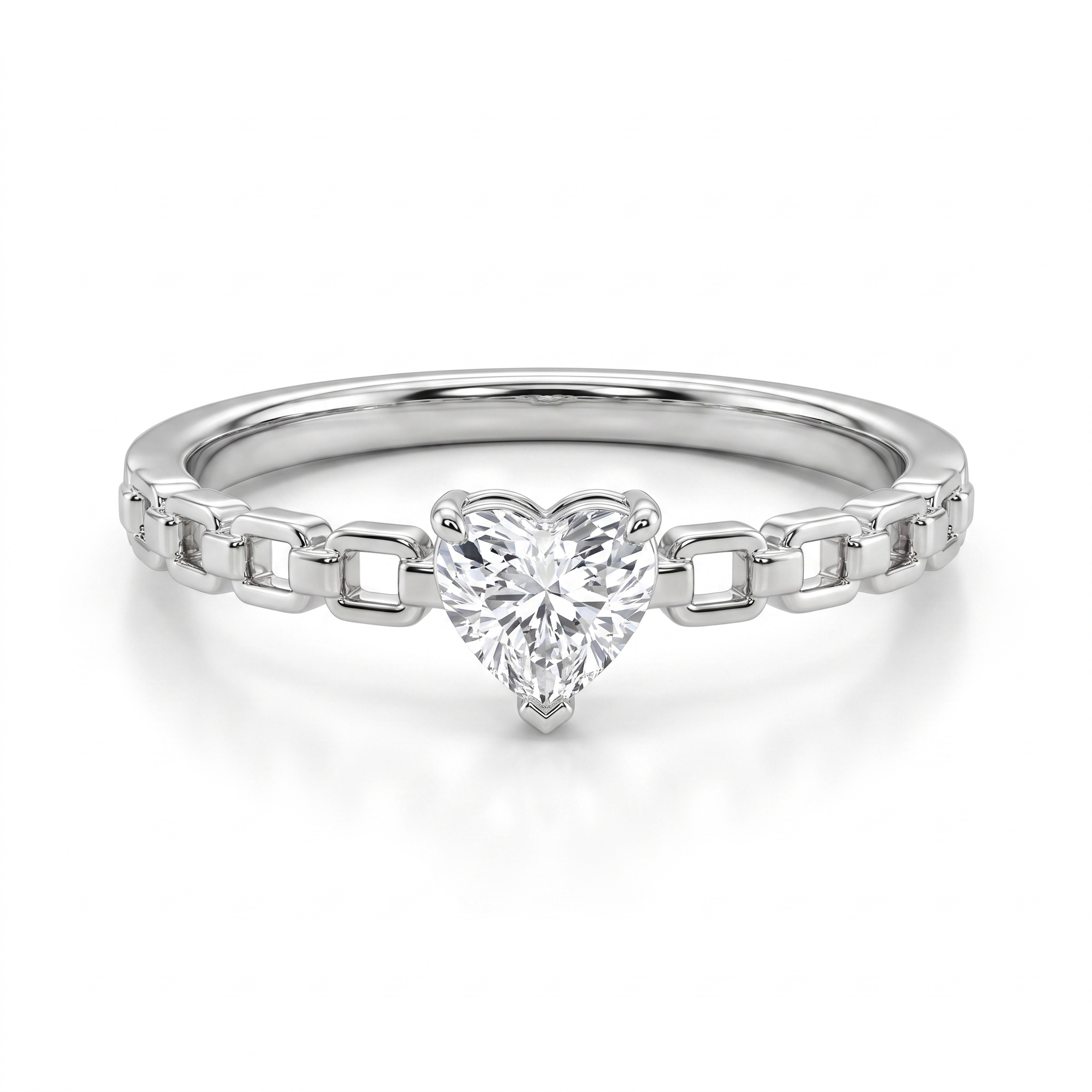 Natural Heart Shape Diamond Ring | 0.22 CT Natural Diamond | 18K White Gold | Saleh Sallom Jewelry Main image