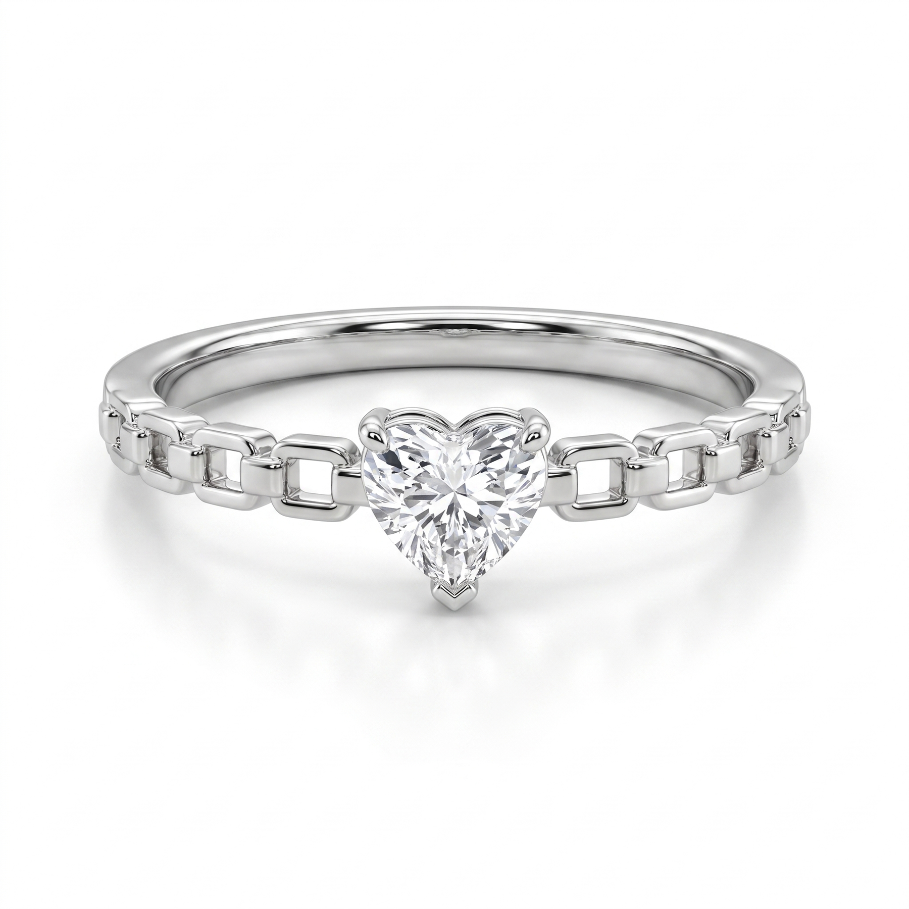 Natural Heart Shape Diamond Ring | 0.22 CT Natural Diamond | 18K White Gold | Saleh Sallom Jewelry