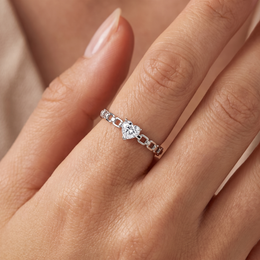 Natural Heart Shape Diamond Ring | 0.22 CT Natural Diamond | 18K White Gold | Saleh Sallom Jewelry