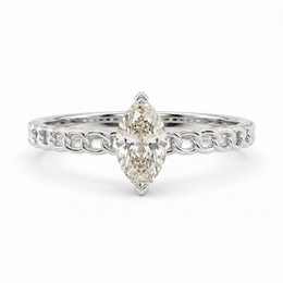 Natural Marquise Diamond Solitaire Ring | 0.40 CT Natural Diamond | 18K White Gold | Saleh Sallom Jewelry