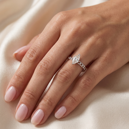 Natural Marquise Diamond Solitaire Ring | 0.40 CT Natural Diamond | 18K White Gold | Saleh Sallom Jewelry