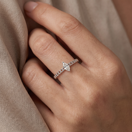 Natural Marquise Diamond Solitaire Ring | 0.40 CT Natural Diamond | 18K White Gold | Saleh Sallom Jewelry