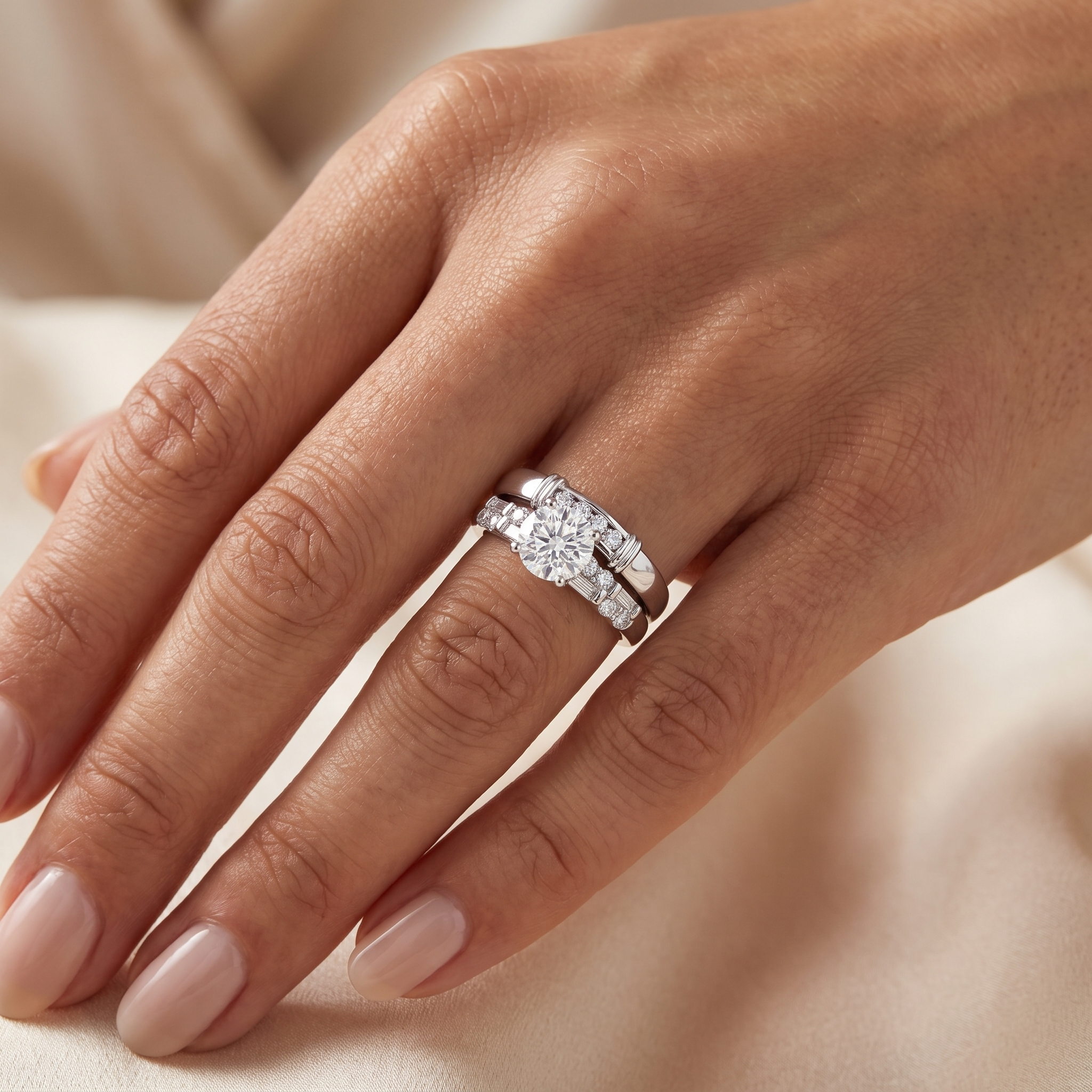 IGI Certified Natural Diamond Ring | 1.26 CT Natural Diamonds | 18K White Gold | Saleh Sallom Jewelry Secondary image