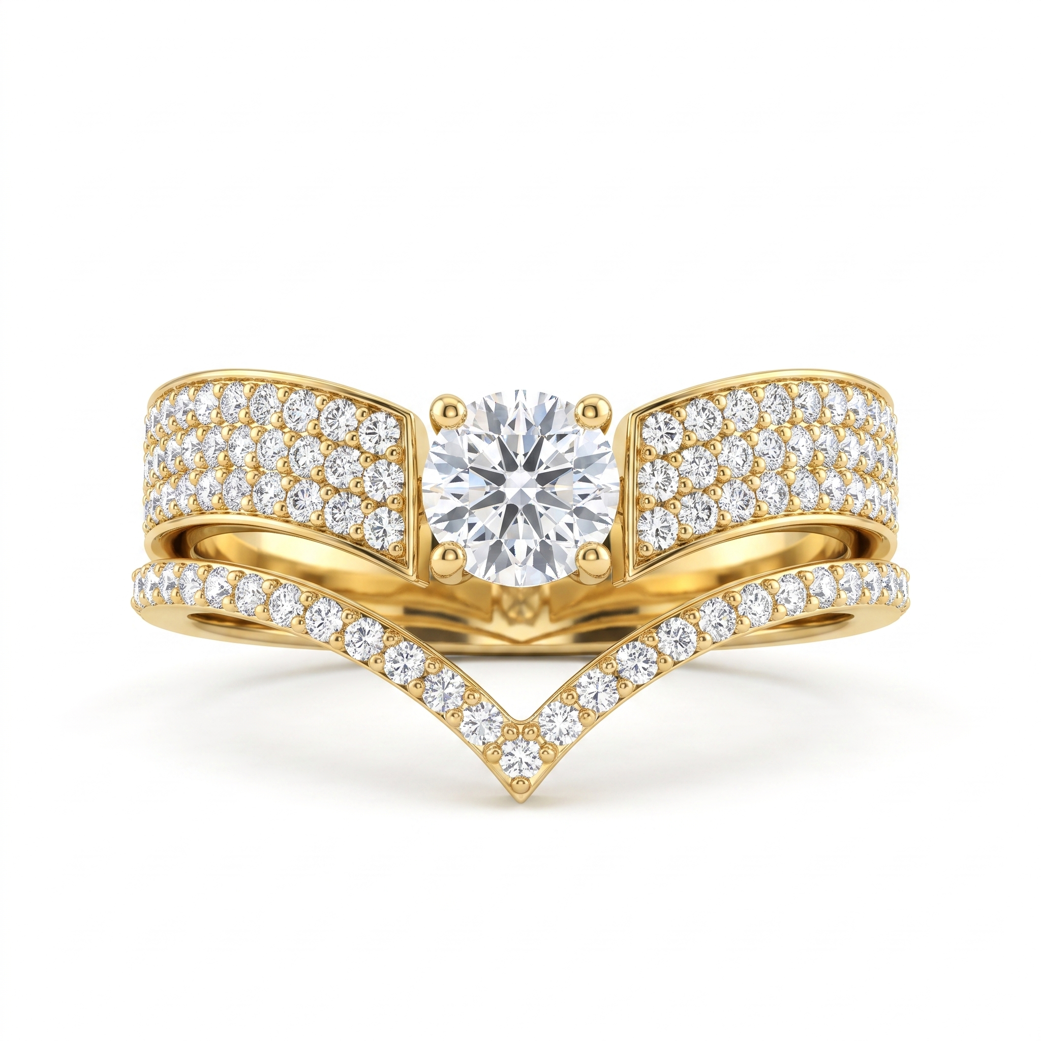 Lab Grown Diamond Bridal Ring Set | 0.69 CT Natural Diamonds | 18K Yellow Gold | Saleh Sallom Jewelry Main image