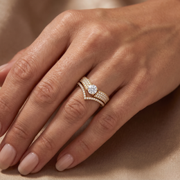 Natural Diamond Bridal Ring Set | 0.69 CT Natural Diamonds | 18K Yellow Gold | Saleh Sallom Jewelry