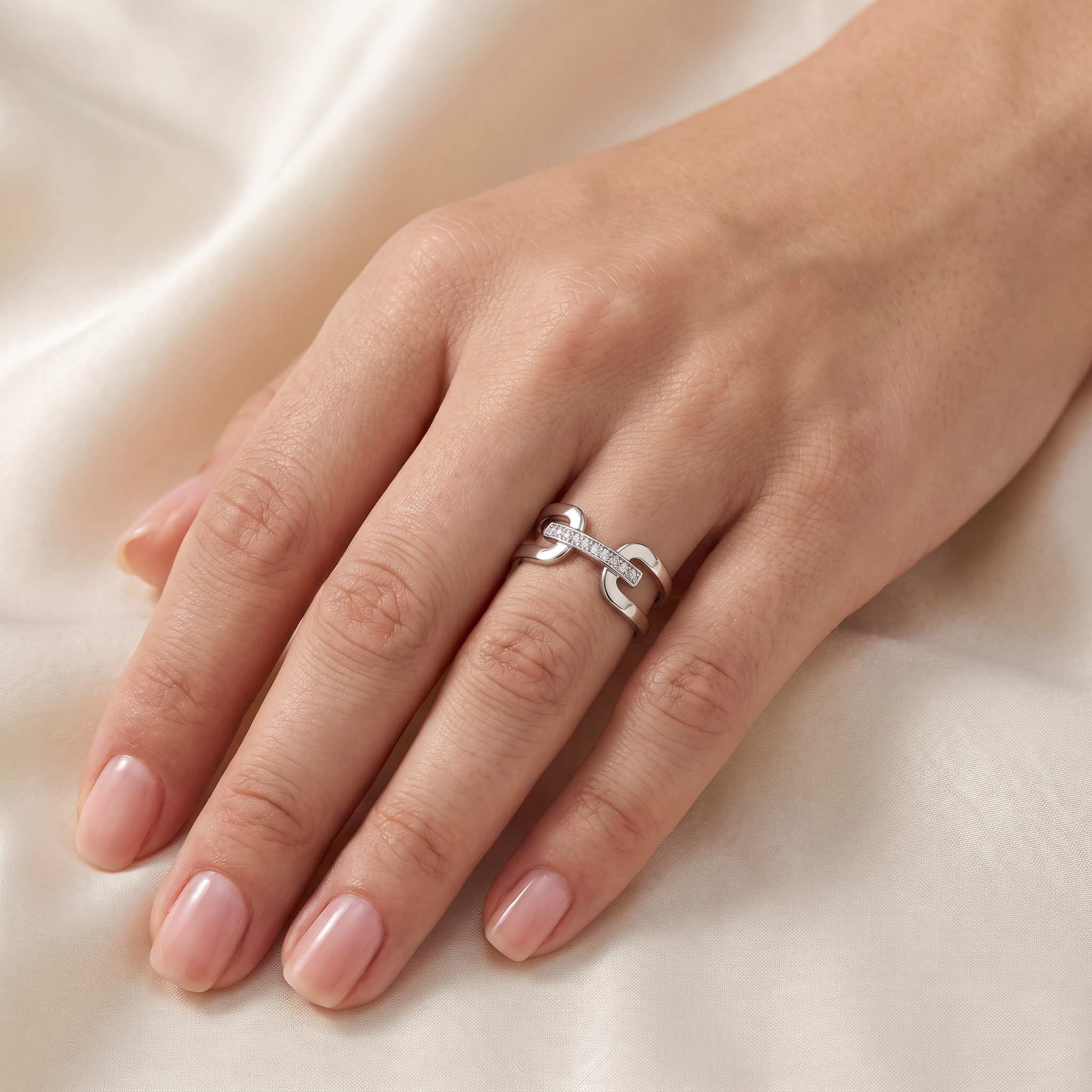 Natural Diamond Designer Ring | 0.16 CT Natural Diamonds | 18K White Gold | Saleh Sallom Jewelry Secondary image