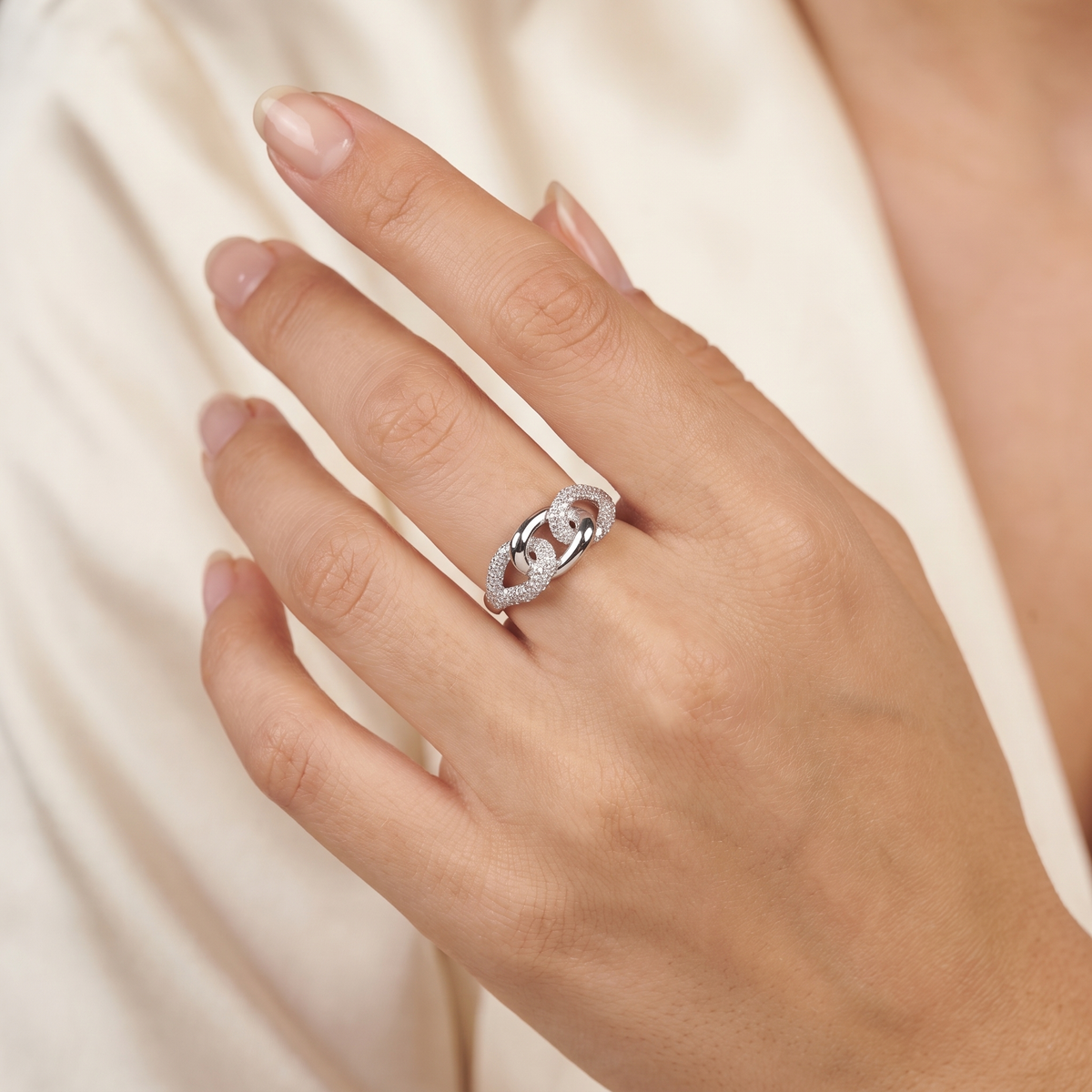 Natural Diamond Designer Ring | 0.49 CT Natural Diamonds | 18K White Gold | Saleh Sallom Jewelry
