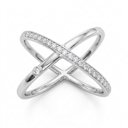 Natural Diamond Criss-Cross Open Ring | 0.22 CT Natural Diamonds | 18K White Gold | Saleh Sallom Jewelry