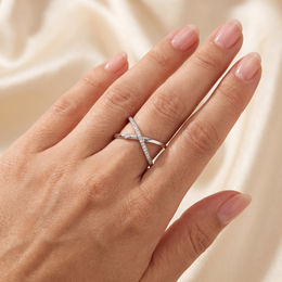 Natural Diamond Criss-Cross Open Ring | 0.22 CT Natural Diamonds | 18K White Gold | Saleh Sallom Jewelry