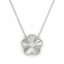 Natural Diamond Floral Pendant Necklace | 0.52 CT Natural Diamonds | 18K White Gold | Saleh Sallom Jewelry
