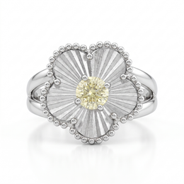 Natural Yellow Diamond Floral Statement Ring | 0.63 CT Natural Diamond | 18K White Gold | Saleh Sallom Jewelry