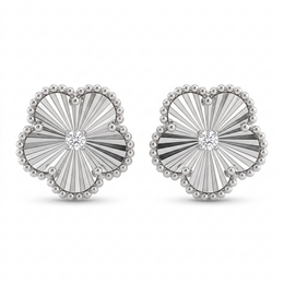 Natural Diamond Floral Stud Earrings | 0.12 CT Natural Diamonds | 18K White Gold | Saleh Sallom Jewelry