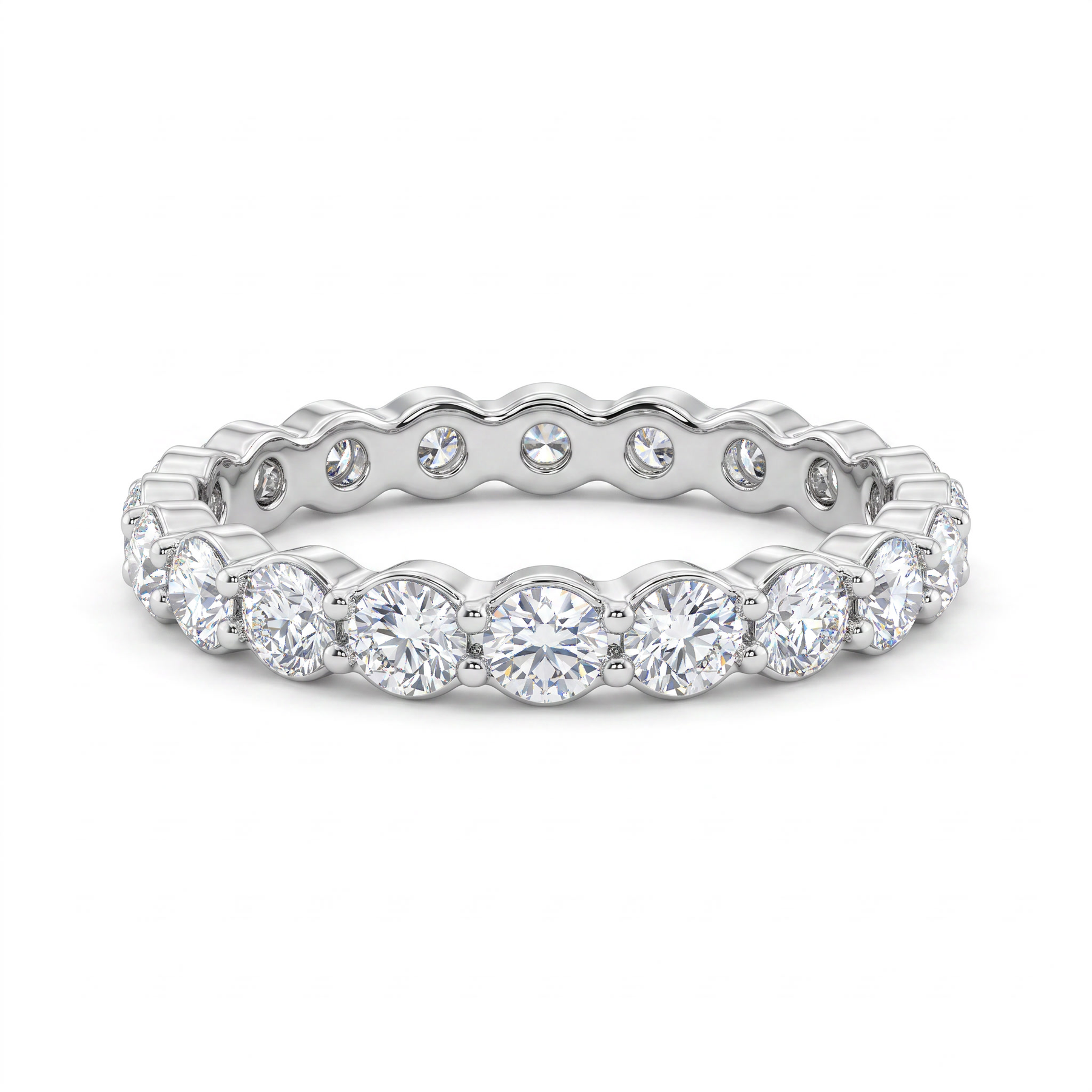 Natural Diamond Eternity Ring | 0.71 CT Natural Diamonds | 18K White Gold | Saleh Sallom Jewelry