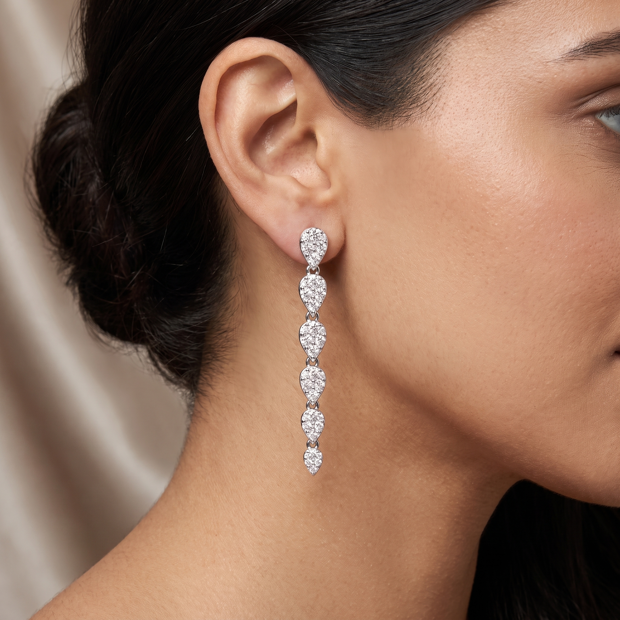 IGI Certified Natural Diamond Drop Earrings | 0.79 CT Natural Diamonds | 18K White Gold | Saleh Sallom Jewelry Secondary image