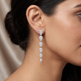 IGI Certified Natural Diamond Drop Earrings | 0.79 CT Natural Diamonds | 18K White Gold | Saleh Sallom Jewelry