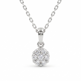 Natural Diamond Cluster Pendant Necklace | 0.12 CT Natural Diamonds | 18K White Gold | Saleh Sallom Jewelry