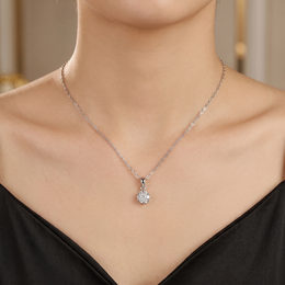 Natural Diamond Cluster Pendant Necklace | 0.12 CT Natural Diamonds | 18K White Gold | Saleh Sallom Jewelry
