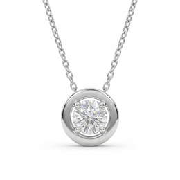 Natural Round Diamond Solitaire Pendant Necklace | 0.16 CT Natural Diamond | 18K White Gold | Saleh Sallom Jewelry