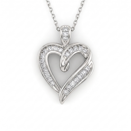 Natural Diamond Heart Pendant Necklace | 0.25 CT Natural Diamonds | 18K White Gold | IGI Certified | Saleh Sallom Jewelry
