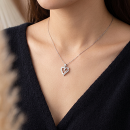Natural Diamond Heart Pendant Necklace | 0.25 CT Natural Diamonds | 18K White Gold | IGI Certified | Saleh Sallom Jewelry
