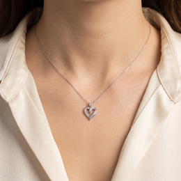 Natural Diamond Heart Pendant Necklace | 0.25 CT Natural Diamonds | 18K White Gold | IGI Certified | Saleh Sallom Jewelry