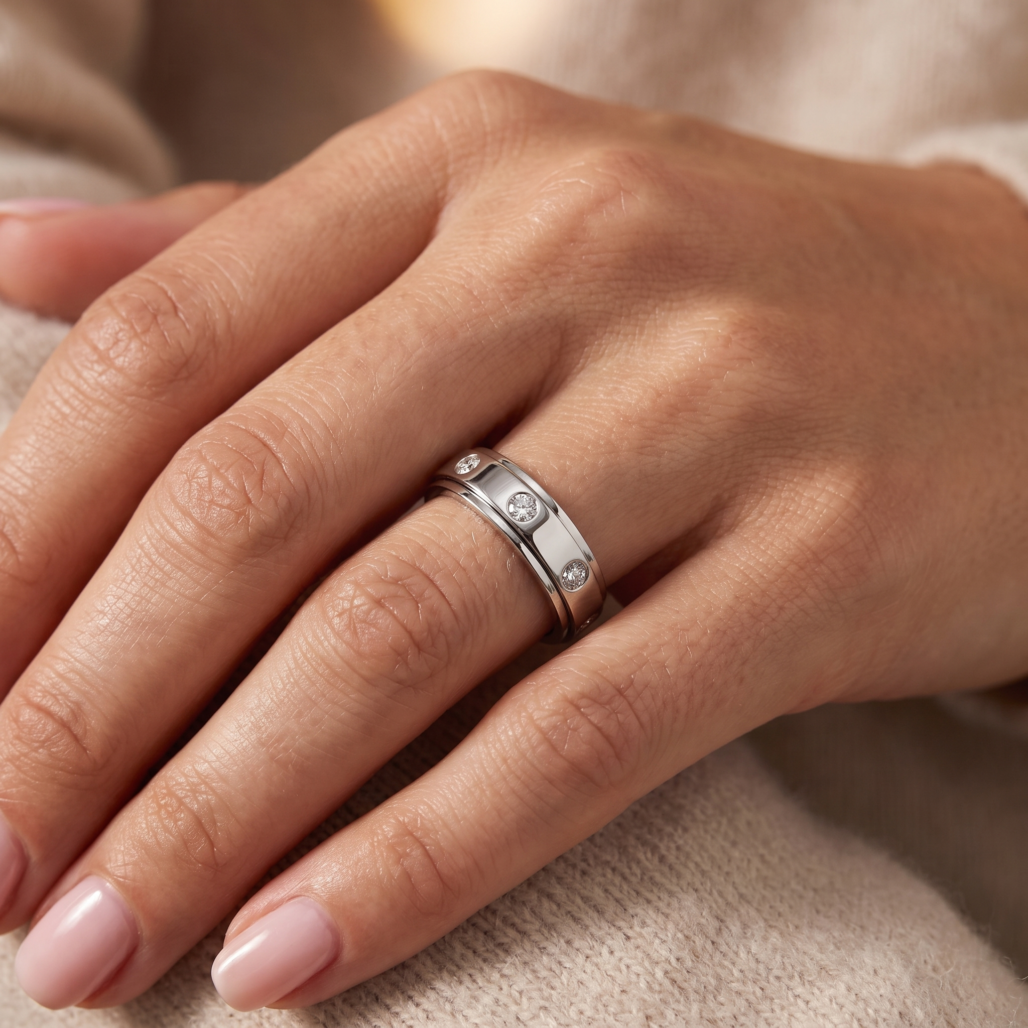 Natural Diamond Wedding Band Ring | 0.21 CT Natural Diamonds | 18K White Gold | Saleh Sallom Jewelry Secondary image