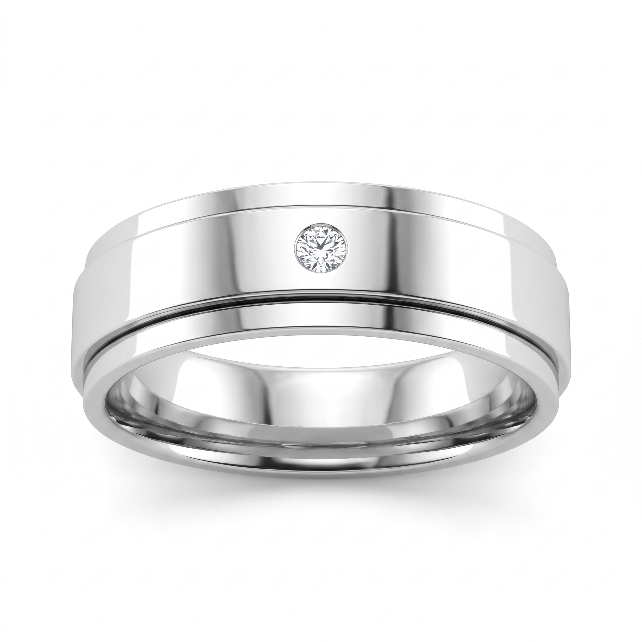 Natural Diamond Wedding Band Ring | 0.06 CT Natural Diamond | 18K White Gold | Saleh Sallom Jewelry Main image