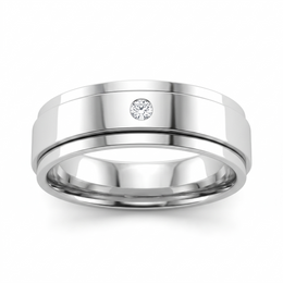 Natural Diamond Wedding Band Ring | 0.06 CT Natural Diamond | 18K White Gold | Saleh Sallom Jewelry