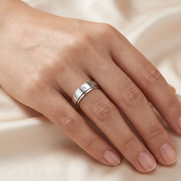 Natural Diamond Wedding Band Ring | 0.06 CT Natural Diamond | 18K White Gold | Saleh Sallom Jewelry