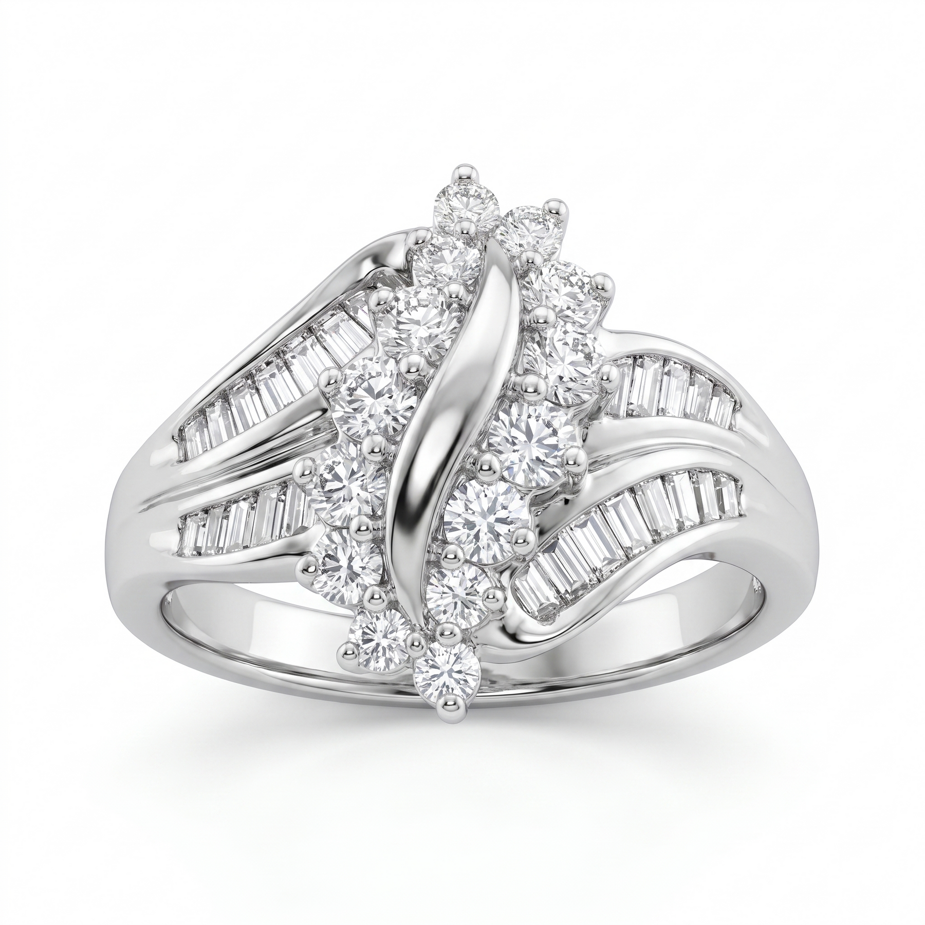 Natural Diamond Statement Ring | 1.00 CT Natural Diamonds | 18K White Gold | IGI Certified | Saleh Sallom Jewelry