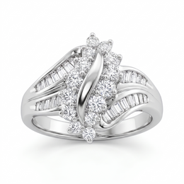 Natural Diamond Statement Ring | 1.00 CT Natural Diamonds | 18K White Gold | IGI Certified | Saleh Sallom Jewelry