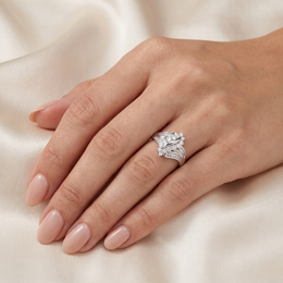 Natural Diamond Statement Ring | 1.00 CT Natural Diamonds | 18K White Gold | IGI Certified | Saleh Sallom Jewelry